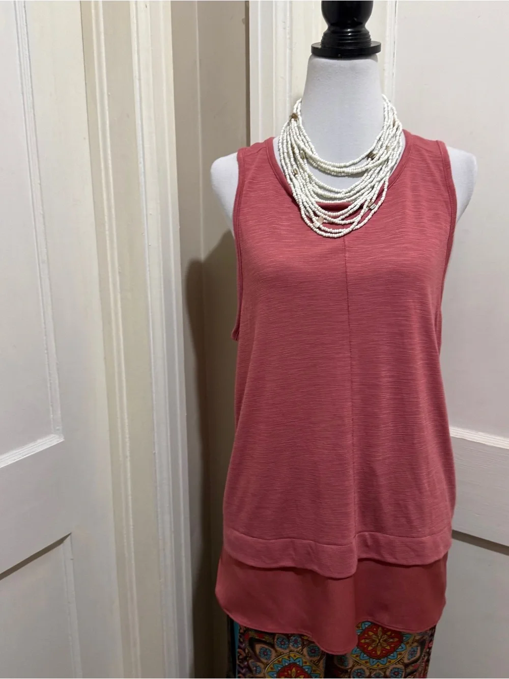 J. Crew Dusty Rose Layered Hem Tank